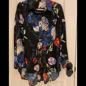Free People black flower blouse- XS